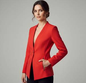 Women's G&H Collection Red Zipped Pockets Blazer