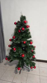 Artificial Christmas Tree with Red Ornaments