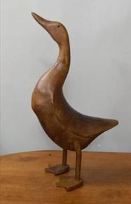 Wooden standing duck statue
