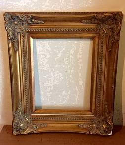 LARGE Vintage Wood Deep Painted Gold Gilt Frame