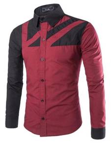 J0589 Kemeja Lengan Panjang Merah Formal Shirt