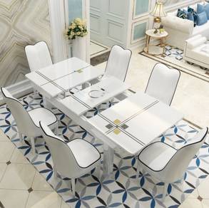 White DINING TABLE SET makan dinner Kitchen meja