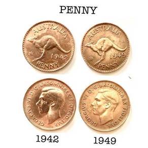 Australian One Penny 1942 & 1949