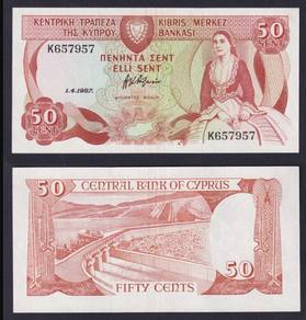 Cyprus Banknotes 50 Cents 1987 - Pick P52