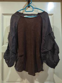 brown puff sleeve top