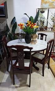 meja makan marble 5 kerusi
