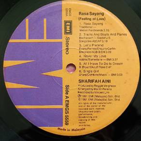 Sharifah Aini RASA SAYANG LP Vinyl