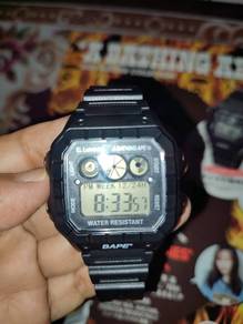 Black BAPE digital watch.