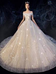 Cream sequin fishtail wedding bridal gown RB1977