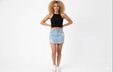 SHEIN Ripped Denim Mini Skirt Jeans Women Girl