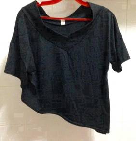 Diagonal Cut Black Blouse