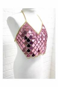 Pink gold blue mermaid reflective mirror top party