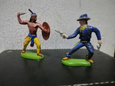 Vintage Plastic Figurines Cowboy Red Indian