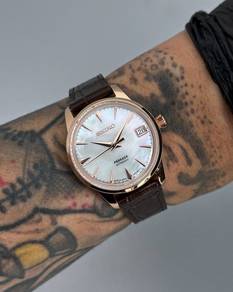 Custom Seiko Mod 33mm White MOP Rose Gold Presage