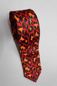 SLIM Leopard Spots Red Orange Black Neck Tie