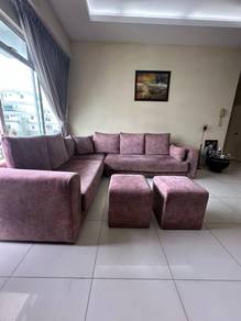 Comfy L-Shape Sofa Set + 2 Ottoman Stools