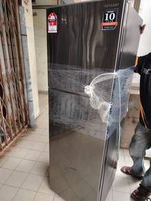 Sharp Chrome Inverter 2 Door Fridge TD460