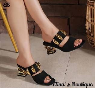 Elina's Boutique Women's Designer Black Sandals 