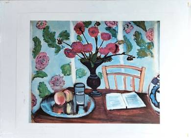 Still Life, Bouquet of Dahlias and White Book