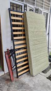 katil bujang, single siap tilam spring 