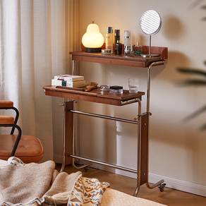 Adjustable Rolling Desk Table with Wood Top and Me