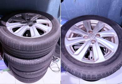 Rim 15” vios sekali tayar jual..Tayar 195/55/15