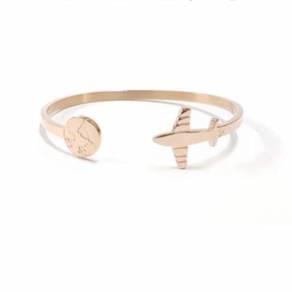 Rose Gold Travel The World Cuff Bangle
