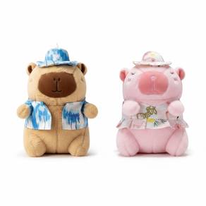 24cm Kawaii Capybara Plush Toy with Beach Hat