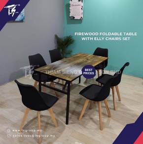 Foldable Table W70xL150xH74cm and Elly Chair Table