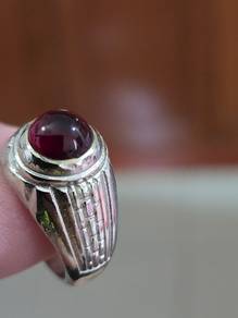 Cincin Perak Batu Delima Merah