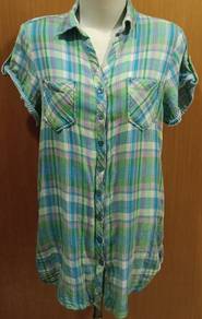 Green Plaid Short Sleeve Button Up Shirt
Shoulder 