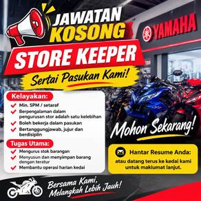 JAWATAN KOSONG STORE KEEPER / KEDAi MOTOSIKAL