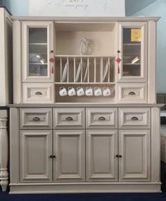 Solid wood buffet and hutch cabinet display