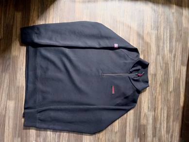 BRIEFING Quarter Zip Sweatshirt Navy Blue with Fla