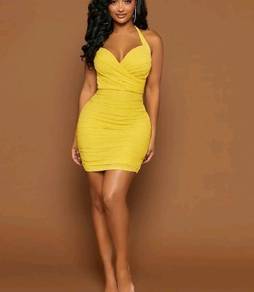 Cross Backless Halter Bodycon dress