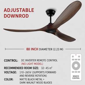 88-Inch Premium Solid Wood DC Ceiling Fan