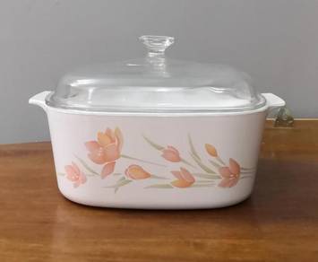 Mangkuk corningware peach floral casserole bowl 5l