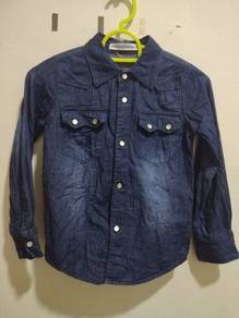 Kemeja western butang batu darkblue suze 120 kids