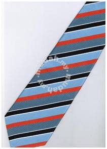 ELB10 Blue Orange White Striped Formal Neck Tie