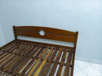 wood bed frame katil kayu queen size