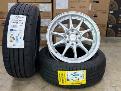 Sport Rim Baru 15 Volk Rays CE28 Silver Siap Tayar