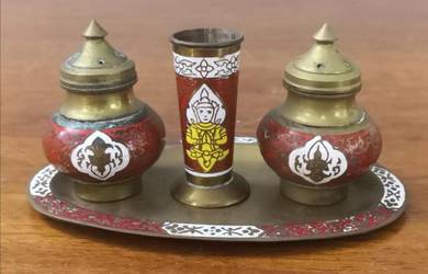 Brass salt pepper shaker set tembaga