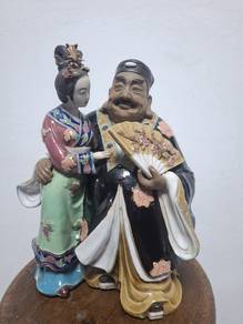 Shiwan Style Ceramic Couple Figurine｜石湾风格传统人物陶瓷摆件