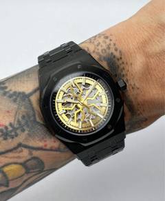 Custom Seiko Mod 42mm Gold Skeleton Black AP Auto