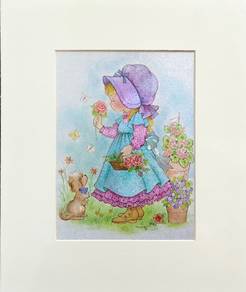 Vintage Decorative Art Print - Child with Flowers