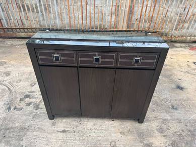 4ft Glass Solid Shoes Cabinet Rak Kasut Drawer