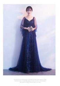 Blue fishtail wedding prom evening dress RBP0676