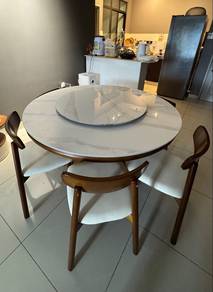 Round Marble Dining Table with Rotating Top
