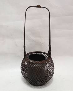 Japanese Woven Bamboo Ikebana Flower Basket