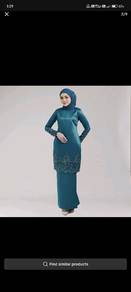 baju kurung teal blue 